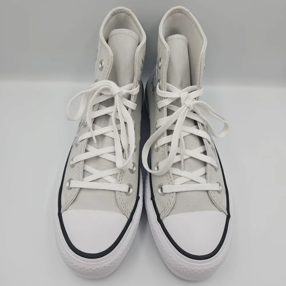Converse Light Gray High-Tops with Floral Design - Picture 3 of 9